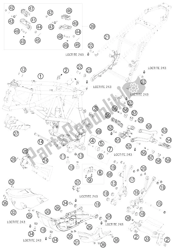 Toutes les pièces pour le Cadre du KTM 990 Adventure S USA 2008