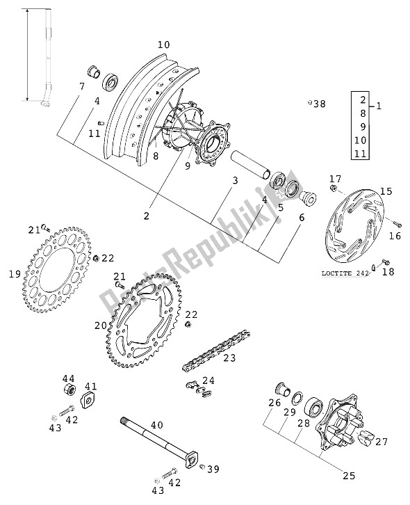 All parts for the Rear Wheel With Damper Lc4-e Super of the KTM 640 LC4 E Super Moto USA 2000