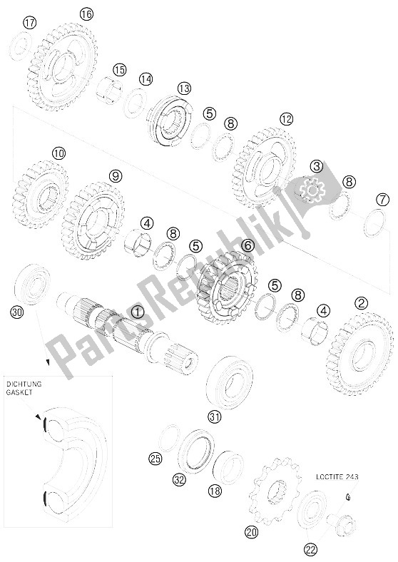 Tutte le parti per il Trasmissione Ii - Contralbero del KTM 525 XC ATV Europe 2009