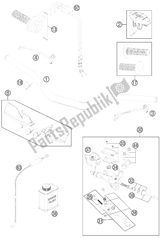 Alle onderdelen voor de Stuur, Bedieningselementen van de KTM 250 XC F USA 2011