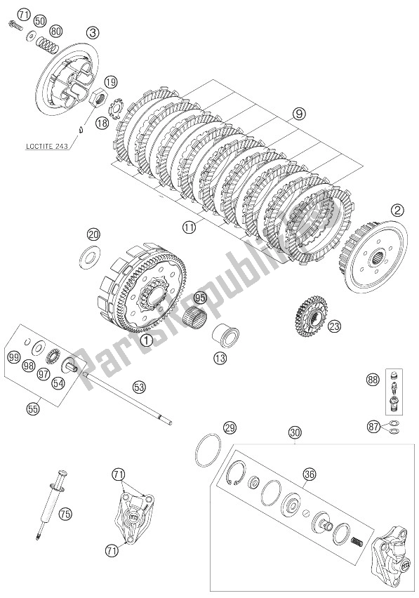 Tutte le parti per il Frizione del KTM 450 SXS F Europe 2007