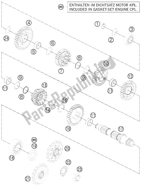 All parts for the Transmission Ii - Countershaft of the KTM 1190 Adventure ABS Grey Australia 2013