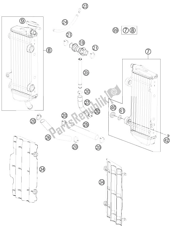 Alle onderdelen voor de Koelsysteem van de KTM 150 SX Europe 2011