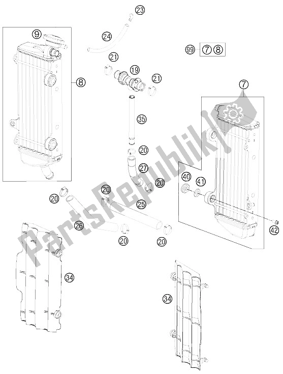 All parts for the Cooling System of the KTM 150 XC USA 2011