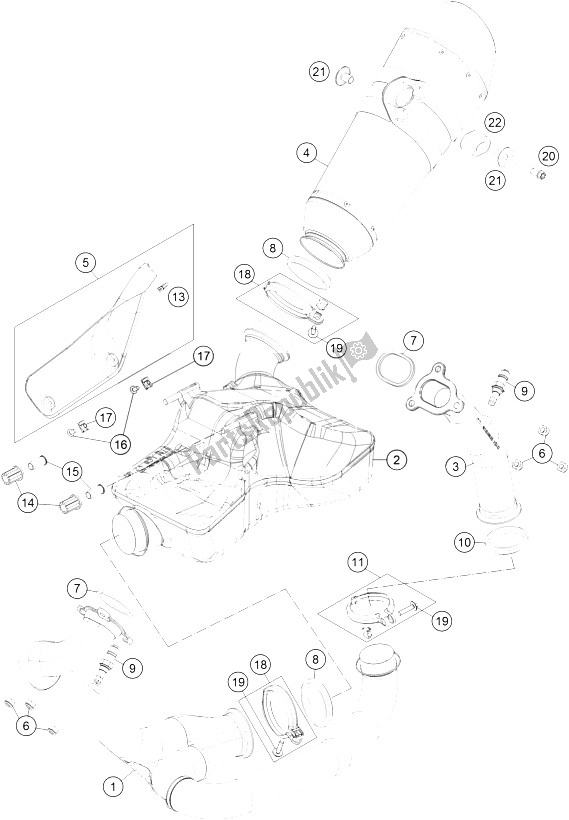 Tutte le parti per il Impianto Di Scarico del KTM 1290 Superduke R Black ABS 16 Australia 2016