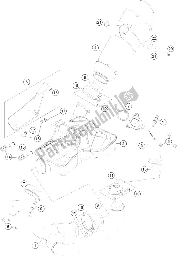 Tutte le parti per il Impianto Di Scarico del KTM 1290 Superduke R Black ABS 16 France 2016