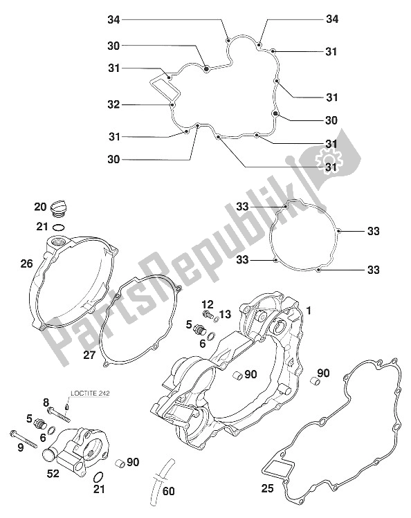 Tutte le parti per il Coperchio Frizione 200 Sgp '20 del KTM 125 EXE 100 Europe 2000