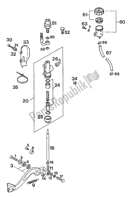 Todas las partes para Control De Freno Trasero Lc4'93 de KTM 620 EGS WP 37 KW 20 LT 94 Europe 1994