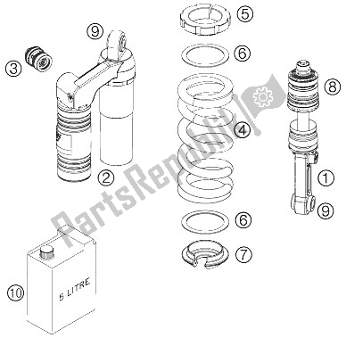 Todas las partes para Kit Monoshock Wp de KTM 990 Superduke Orange Australia United Kingdom 2005