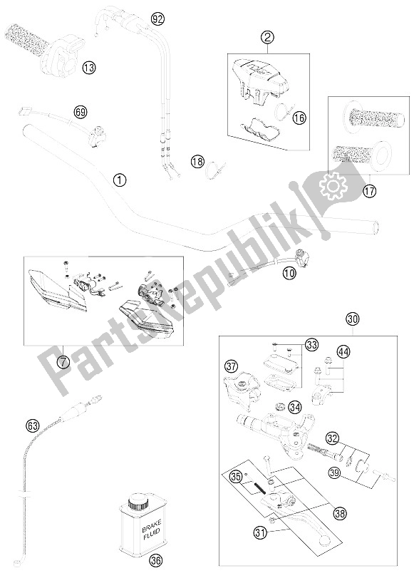 Tutte le parti per il Manubrio, Comandi del KTM 350 XCF W USA 2012