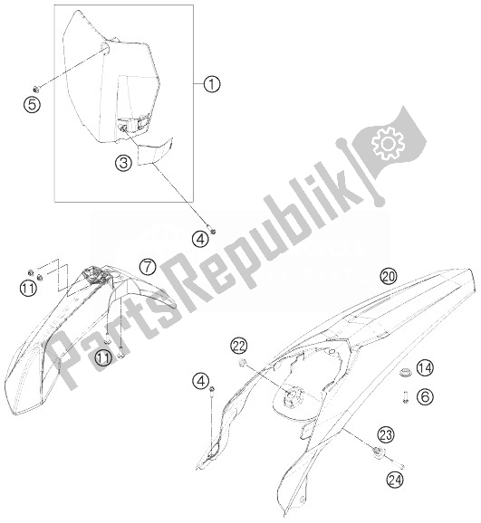 All parts for the Mask, Fenders of the KTM 250 XC F USA 2013