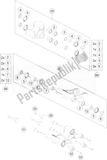 All parts for the Pro Lever Linking of the KTM 690 Duke R ABS Australia 2013