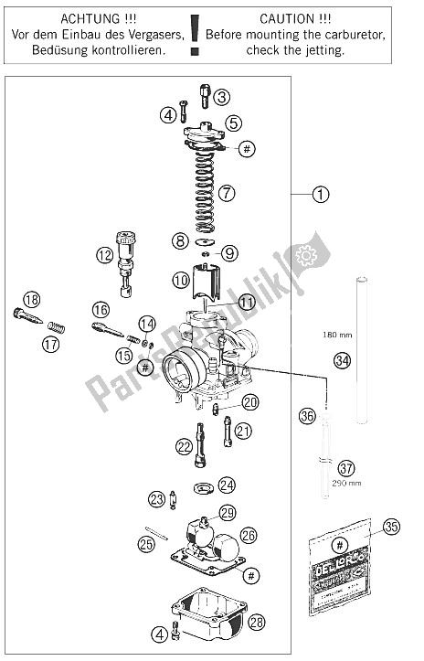 Tutte le parti per il Carburatore del KTM 50 SXS 2016