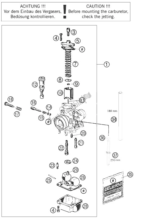 Tutte le parti per il Carburatore del KTM 50 SXS USA 2012