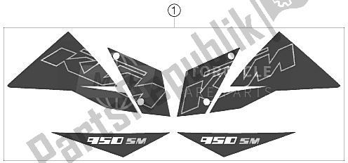 All parts for the Decal of the KTM 950 Supermoto Black Australia United Kingdom 2005