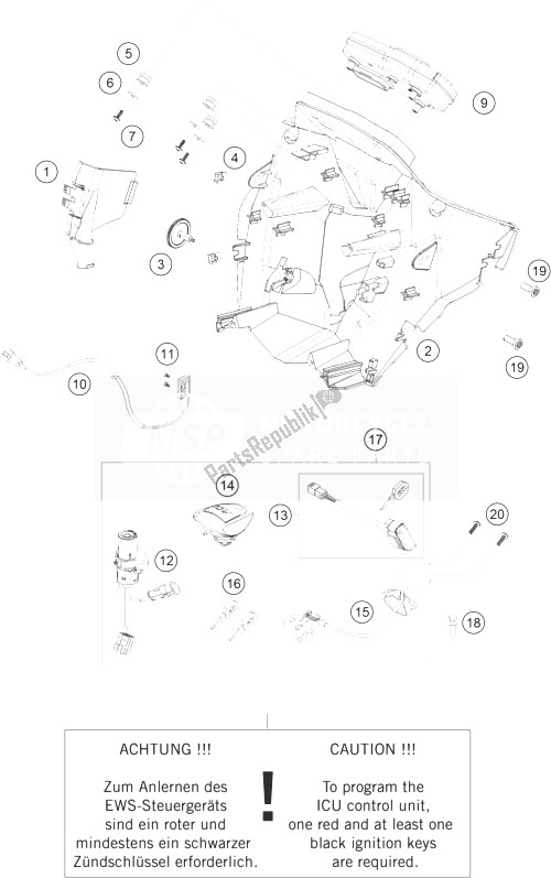 All parts for the Instruments / Locksystem of the KTM 990 Supermoto T Orange USA 2010