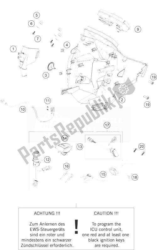 Toutes les pièces pour le Instruments / Système De Verrouillage du KTM 990 Supermoto T Silver France 2010