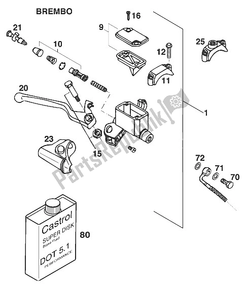 Toutes les pièces pour le Cylindre De Frein à Main Brembo '96 du KTM 125 EGS M ö 6 KW Europe 1997