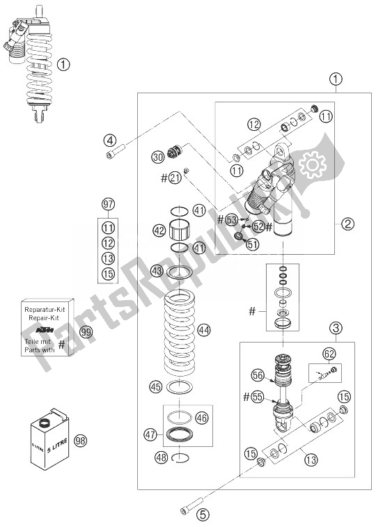 Todas las partes para Monoshock de KTM 990 Adventure Orange ABS 07 Europe 2007