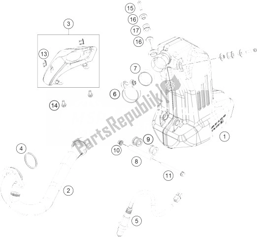 Wszystkie części do System Wydechowy KTM 125 Duke Orange ABS BAJ DIR 14 Europe 2014