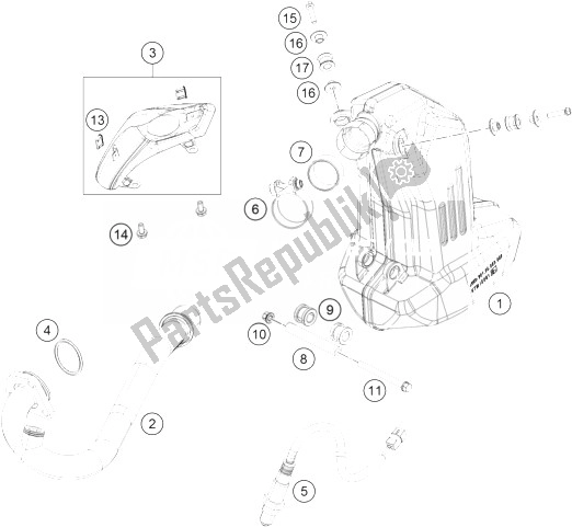 All parts for the Exhaust System of the KTM 125 Duke Orange ABS Europe 2013