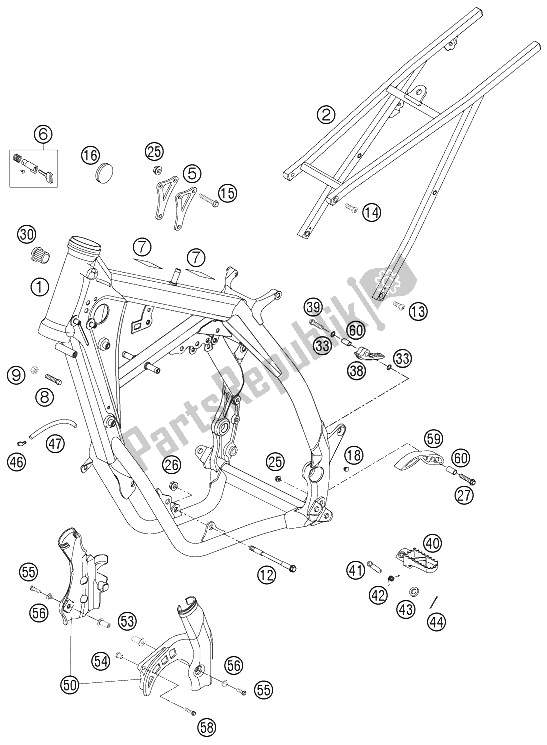 All parts for the Frame, Sub Frame of the KTM 300 MXC USA 2005