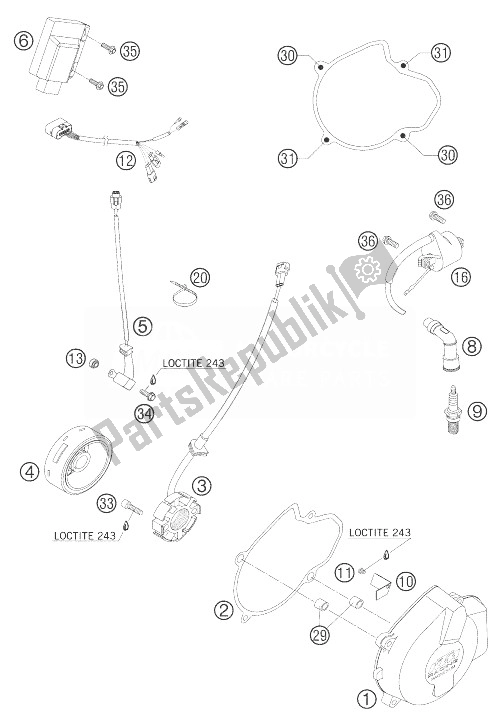 All parts for the Ignition System of the KTM 560 SMR Europe 2007