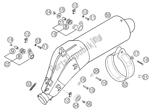 All parts for the Silencer of the KTM 400 LS E MIL Europe 2005