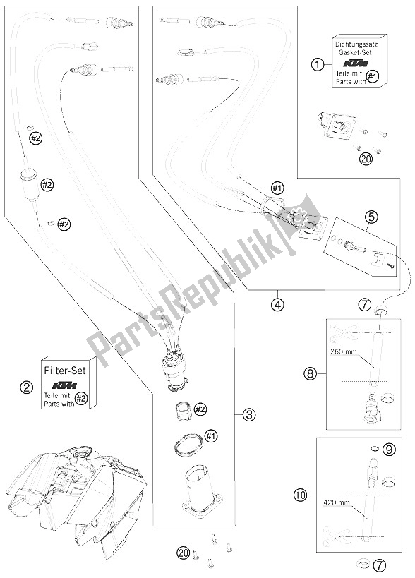 All parts for the Fuel Pump of the KTM 690 Duke Black Europe 2011