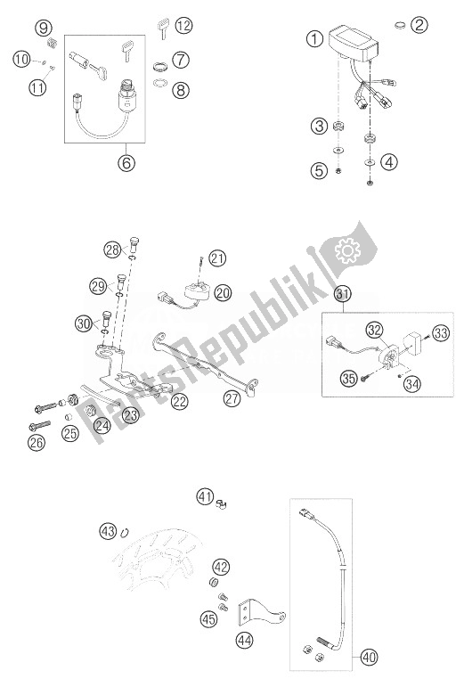 Tutte le parti per il Tachimetro 625 Smc del KTM 625 SMC Australia United Kingdom 2004