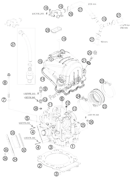 Todas las partes para Cabeza De Cilindro de KTM 690 Rally Factory Replica Europe 2009