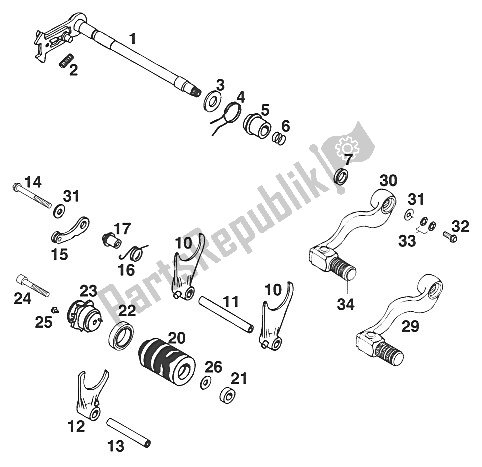 Tutte le parti per il Meccanismo Di Cambio Marcia Lc4 '96 del KTM 400 EXC WP Europe 1996