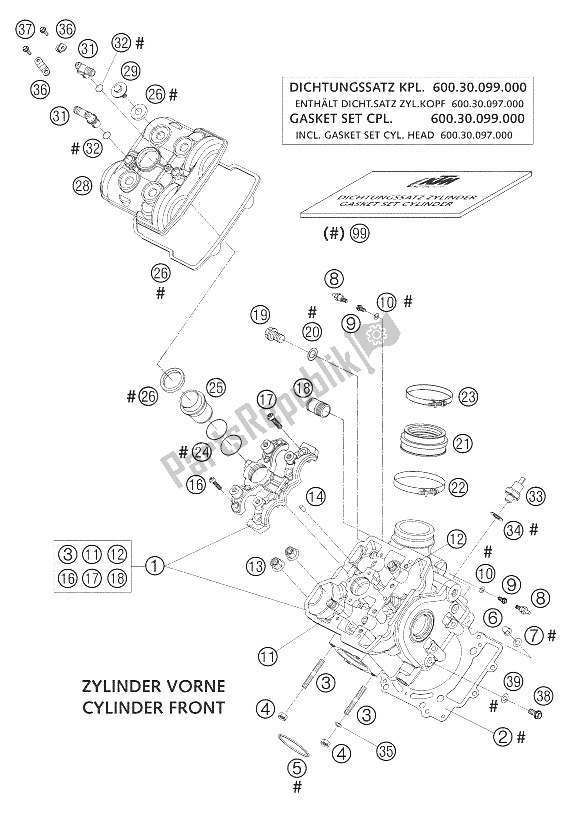 Wszystkie części do G? Owica Cylindra Przednia Lc8 KTM 950 Adventure Europe 2002
