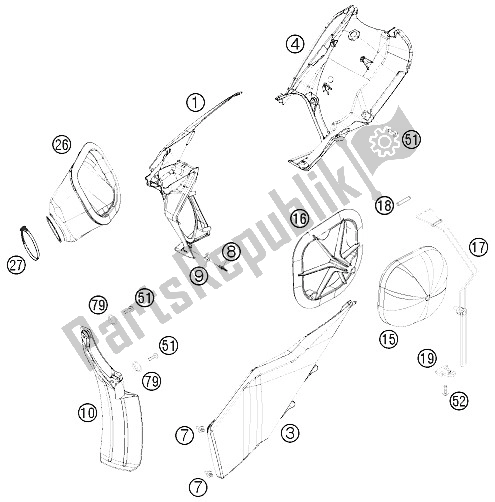 Alle onderdelen voor de Luchtfilter van de KTM 250 XC W USA 2011