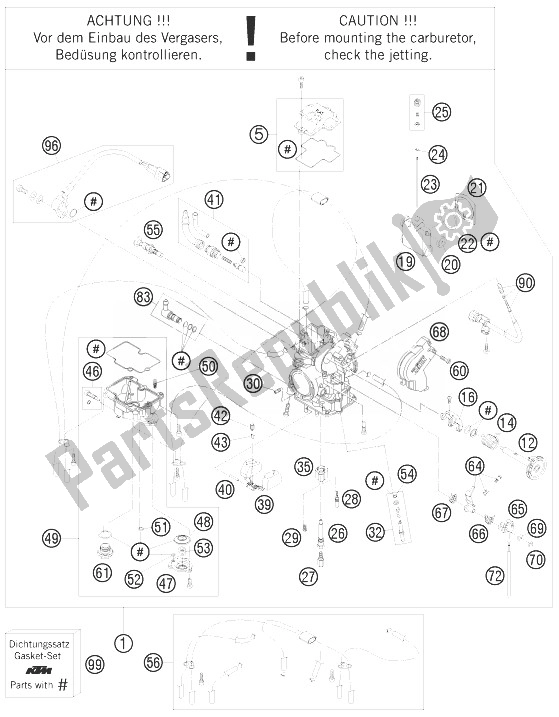 Toutes les pièces pour le Carburateur du KTM 450 SX F Fact Repl Nagl Europe 2010