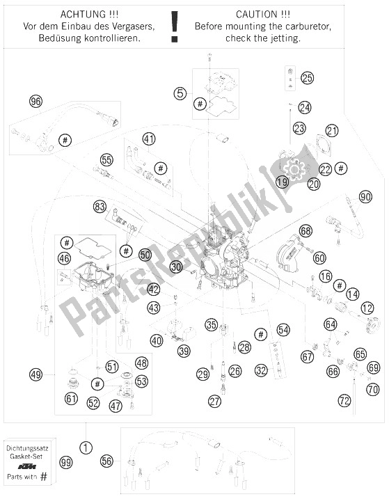 Todas las partes para Carburador de KTM 450 SX F USA 2010