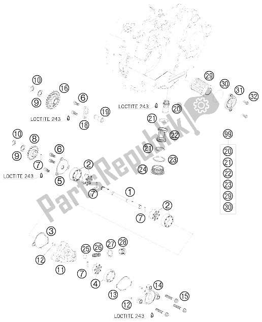 Todas las partes para Sistema De Lubricación de KTM 450 SX F Europe 2009