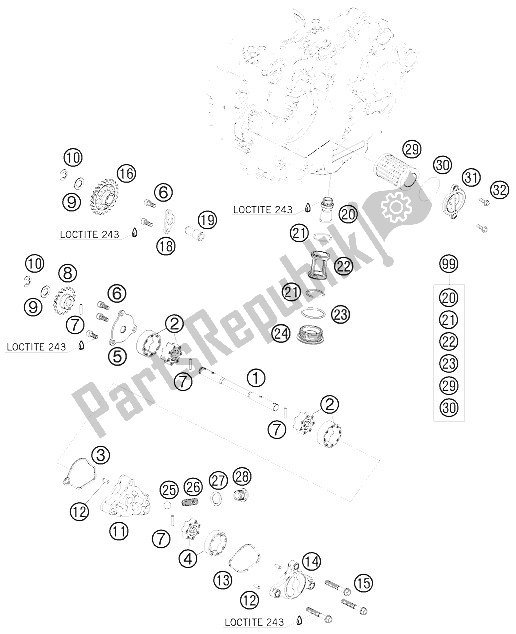 All parts for the Lubricating System of the KTM 450 XC F USA 2009