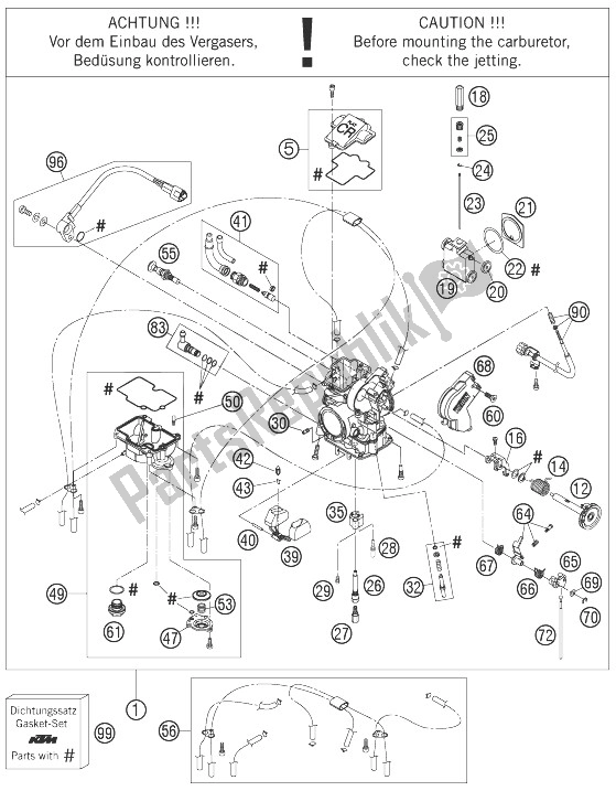 Alle onderdelen voor de Carburator van de KTM 250 SXS F Europe 2007