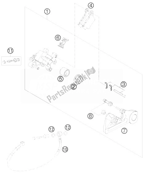 All parts for the Brake Caliper Rear of the KTM 450 SX F Europe 2010