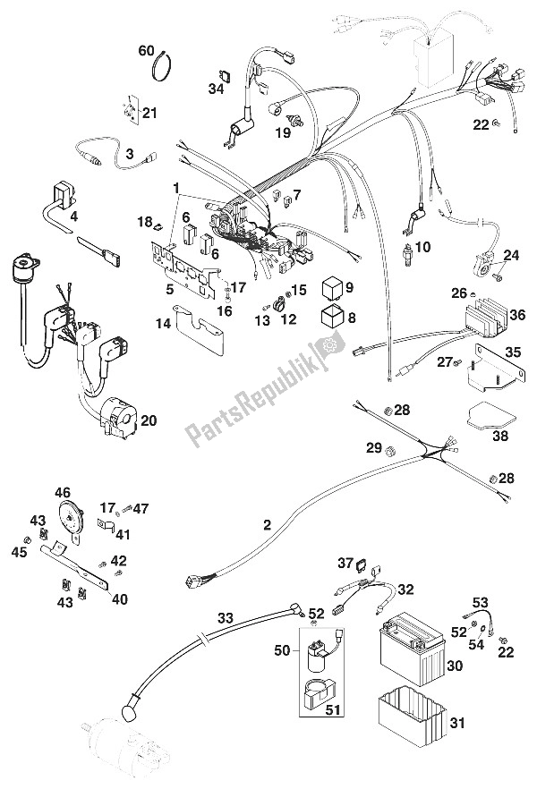 All parts for the Wire Harness Duke '9 of the KTM 620 Duke E USA 1997