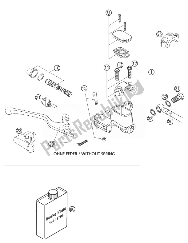 Toutes les pièces pour le Cylindre De Frein à Main 640 Lc4 du KTM 640 LC4 Enduro Orange 12L Australia 2003