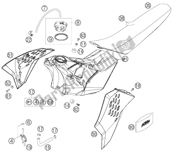 All parts for the Tank, Seat, Cover of the KTM 450 SXS F Europe 2007