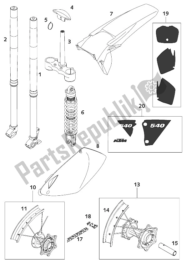 Todas las partes para Piezas Nuevas 540 Sxs Fgst. 2001 de KTM 540 SXS Racing Europe 2001