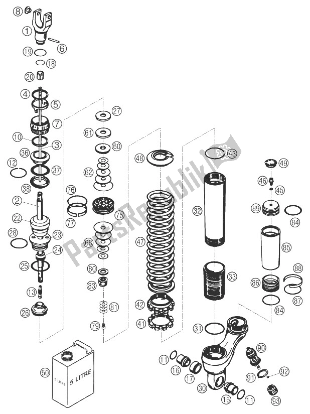 Alle onderdelen voor de Schokdemper Disas. 640 Lc4 van de KTM 640 LC4 Adventure Europe 2003
