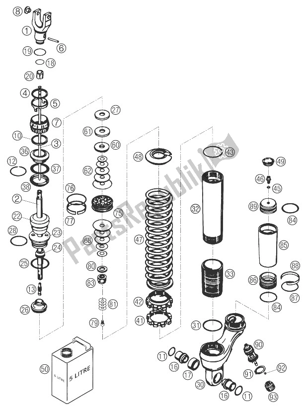 Toutes les pièces pour le Amortisseur Disas. 640 Lc4 du KTM 640 LC4 Enduro Black 12L 03 Europe 2003