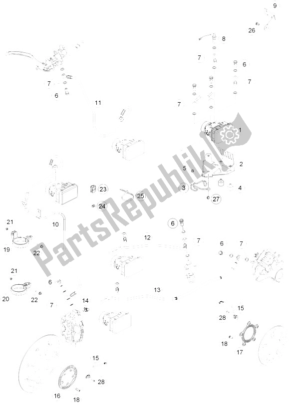 Todas as partes de Sistema Antibloqueio do KTM 690 Duke R ABS Europe 2015