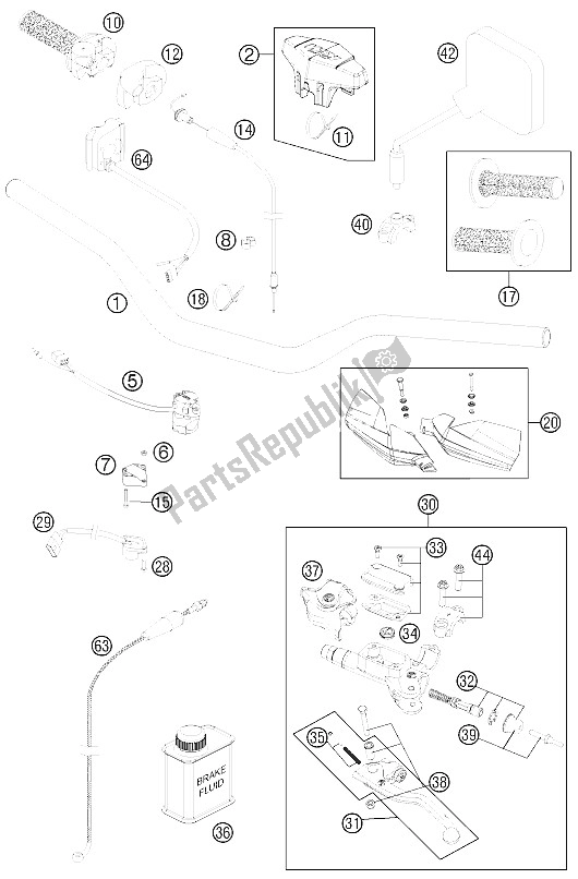 Todas las partes para Manillar, Controles de KTM 250 EXC Australia 2011