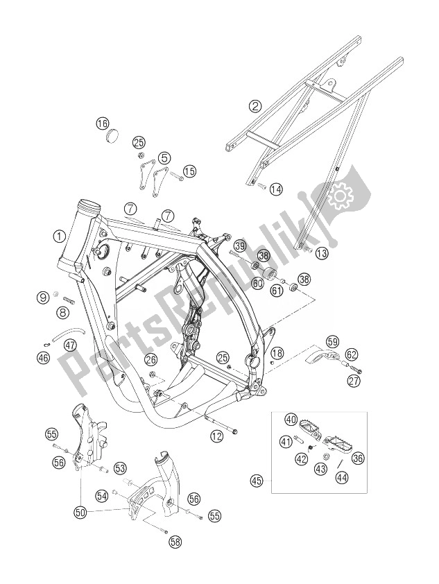All parts for the Frame, Sub Frame of the KTM 250 EXC F SIX Days Europe 2007