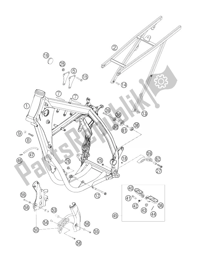 Todas las partes para Marco, Sub Marco de KTM 250 XCF W USA 2007